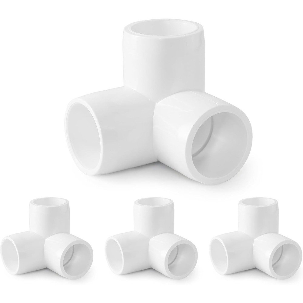 Zernmiarder 3 Way PVC Pipe Fittings 1/2" White Elbow Corner Outlet 4Pcs WD3977